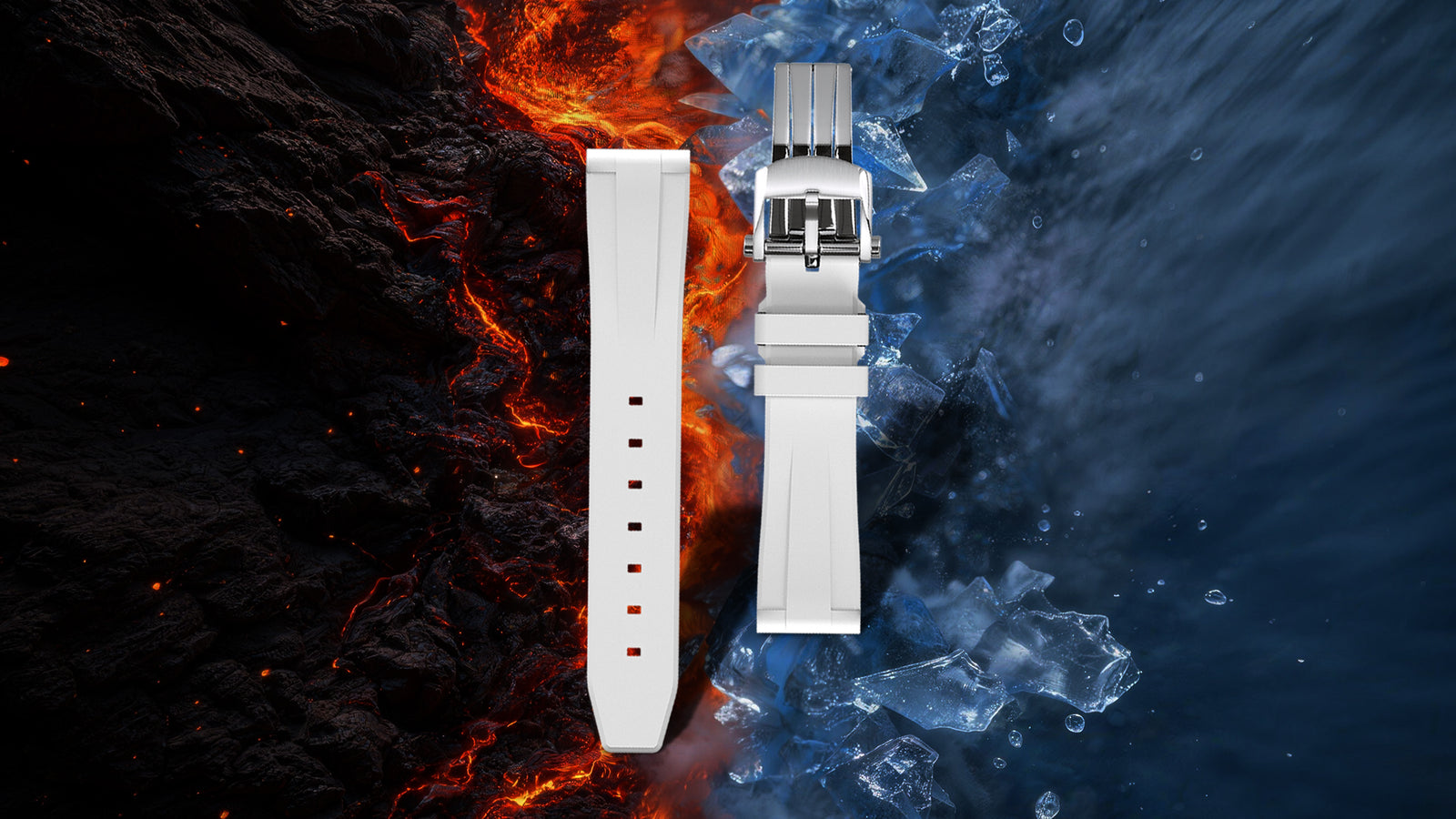 FLUORO WATCH STRAP (White Strap + Silver Buckle) details