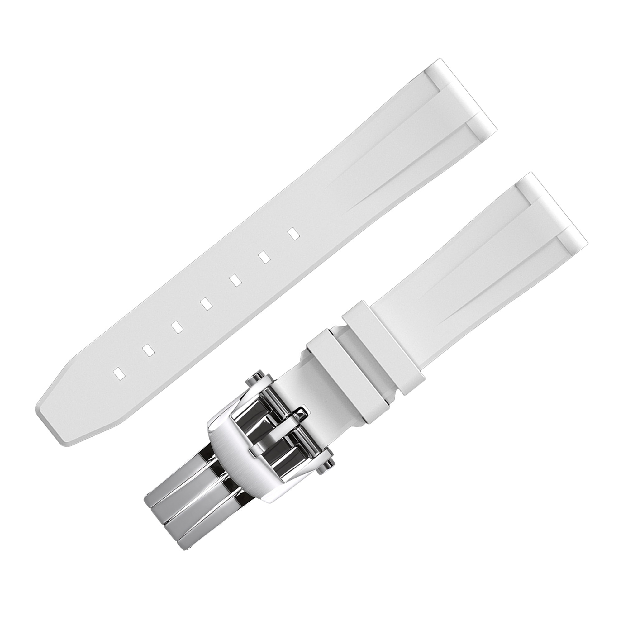FLUORO WATCH STRAP (White Strap + Silver Buckle)