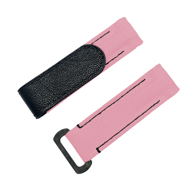 NYLON VELCRO WATCH STRAP (Pink & Black Stitching)