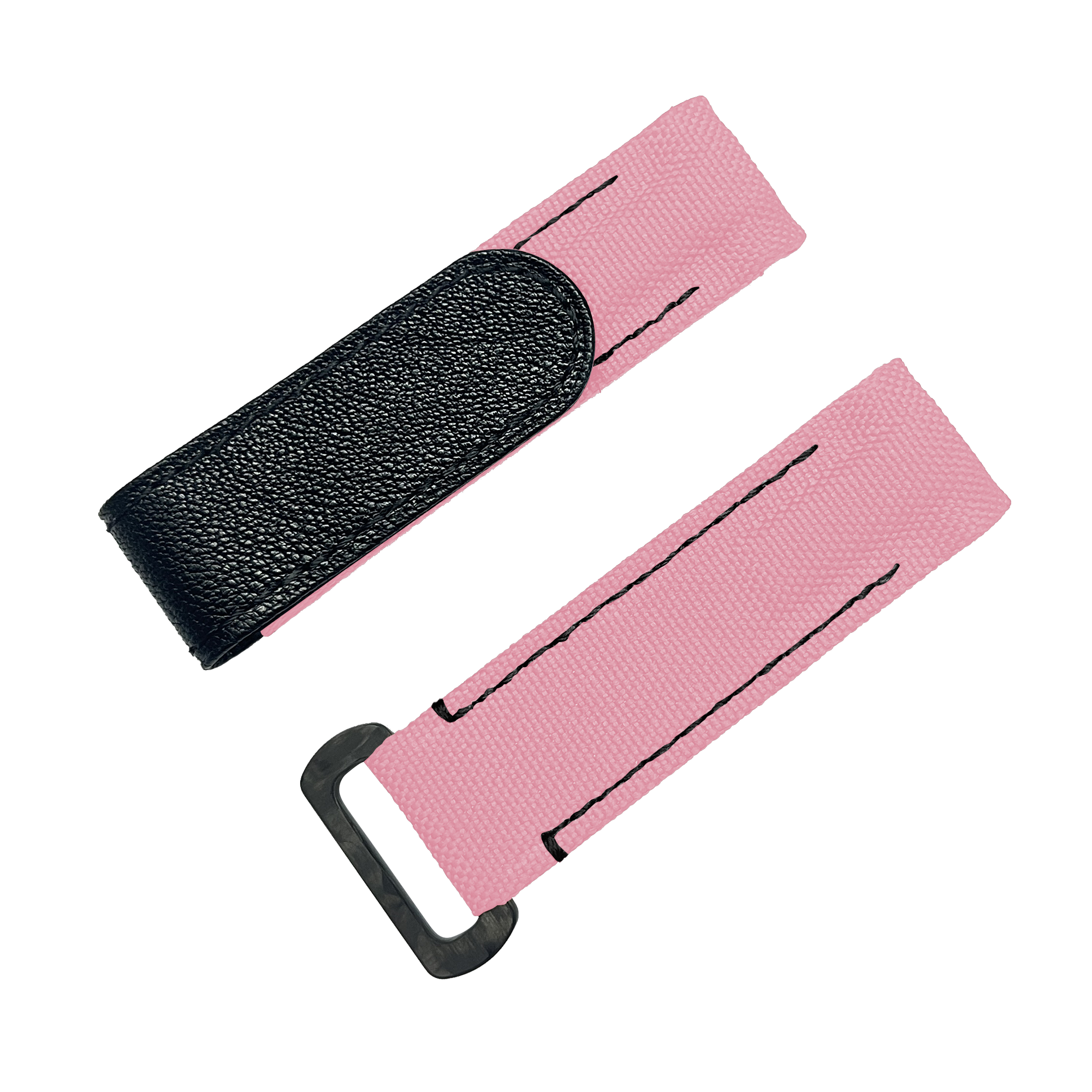 NYLON VELCRO WATCH STRAP (Pink & Black Stitching)
