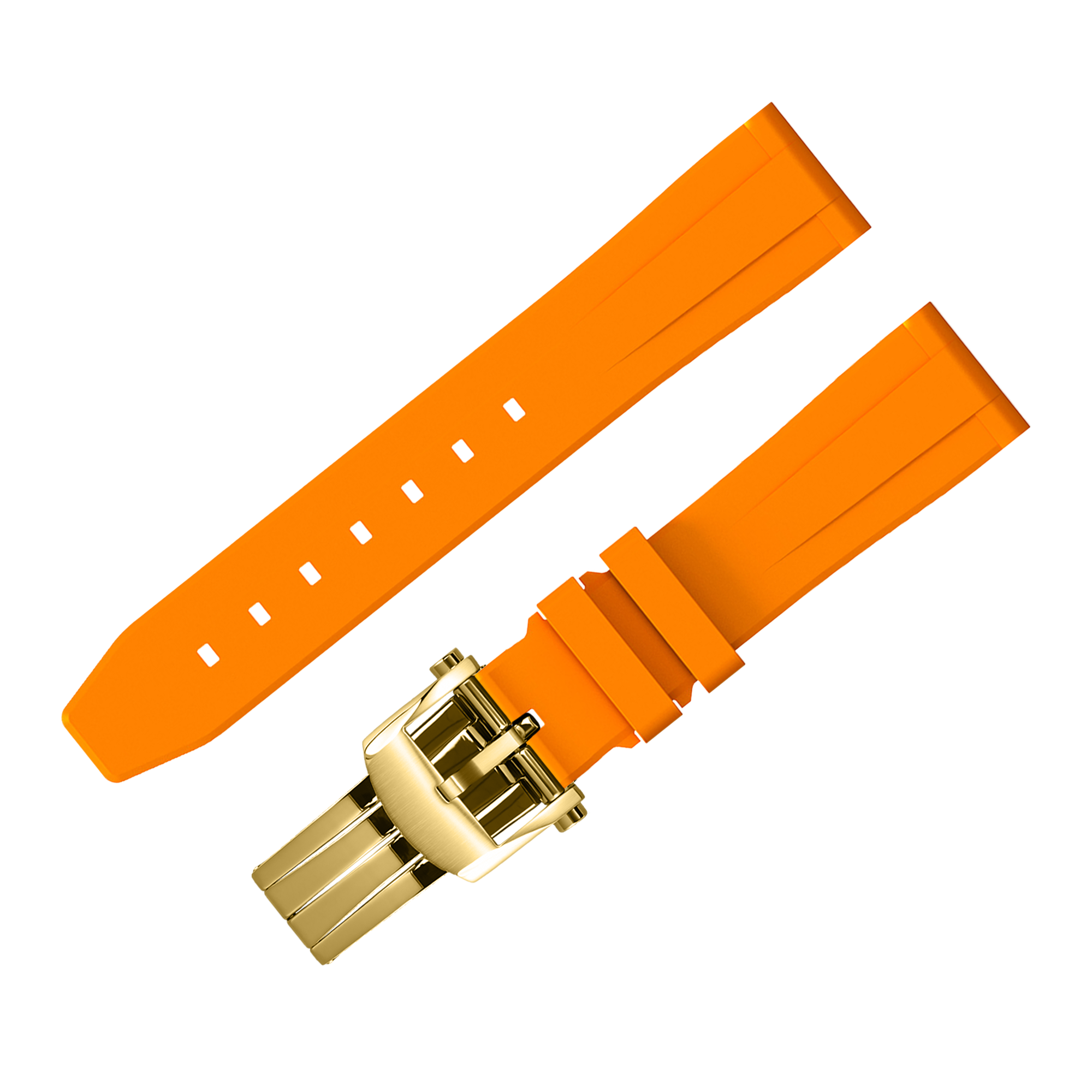 FLUORO WATCH STRAP (Orange Strap + Gold Buckle)