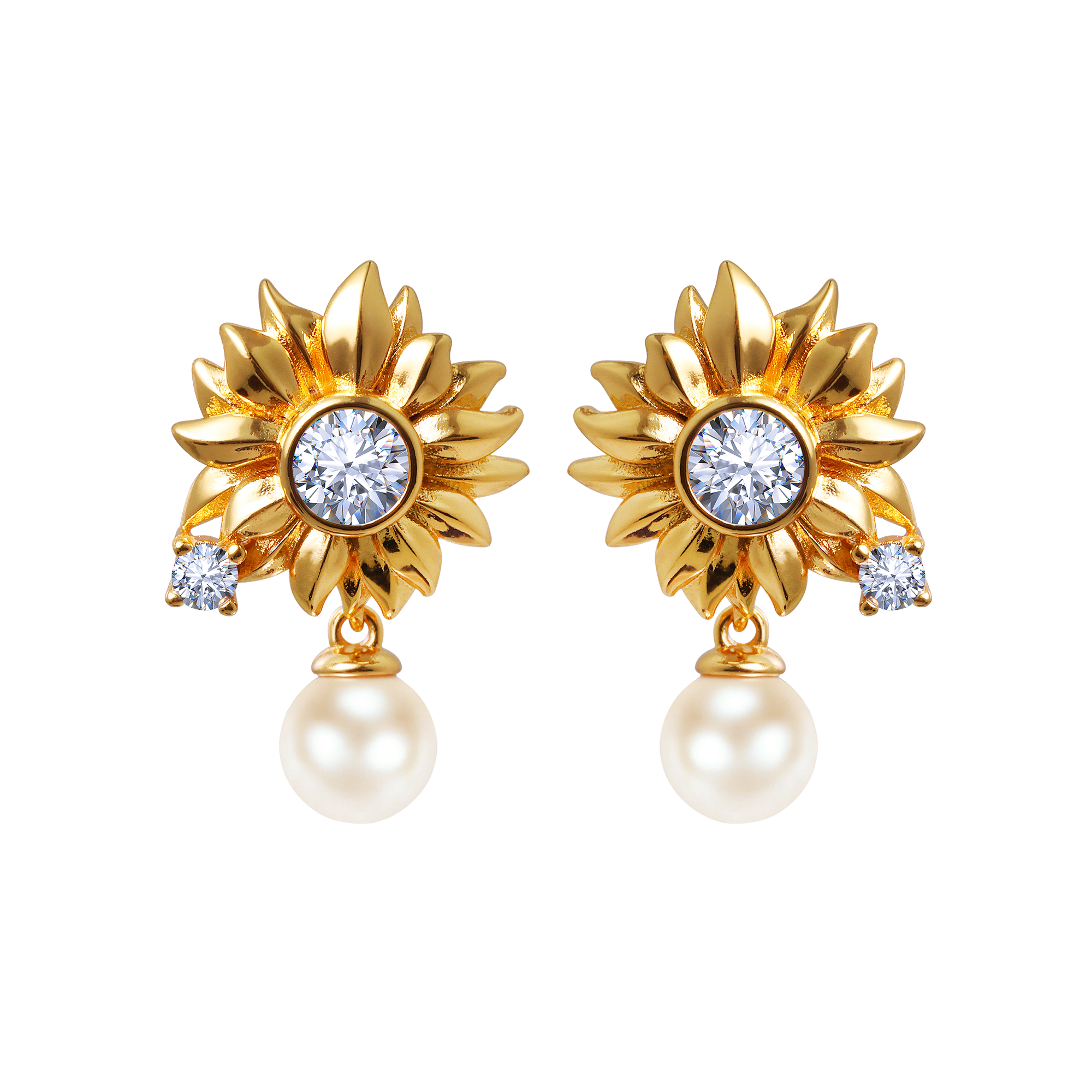 Radiant Daisy Pearl Earrings
