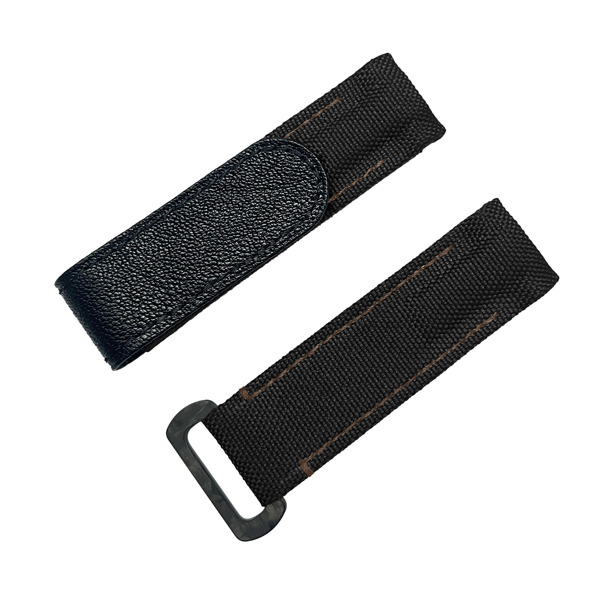 NYLON VELCRO WATCH STRAP (Black & Brown Stitching)