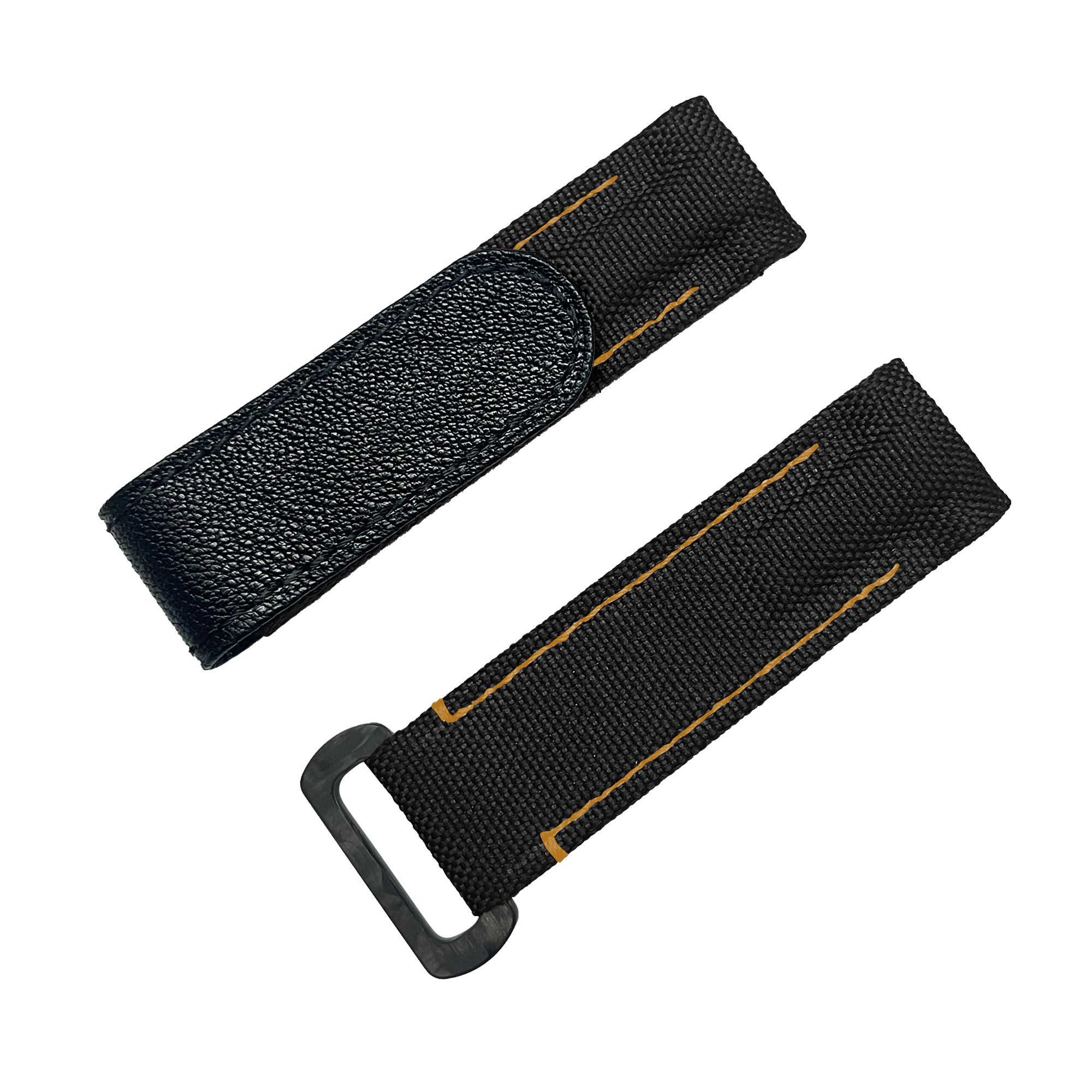 NYLON VELCRO WATCH STRAP (Black & Orange Stitching)