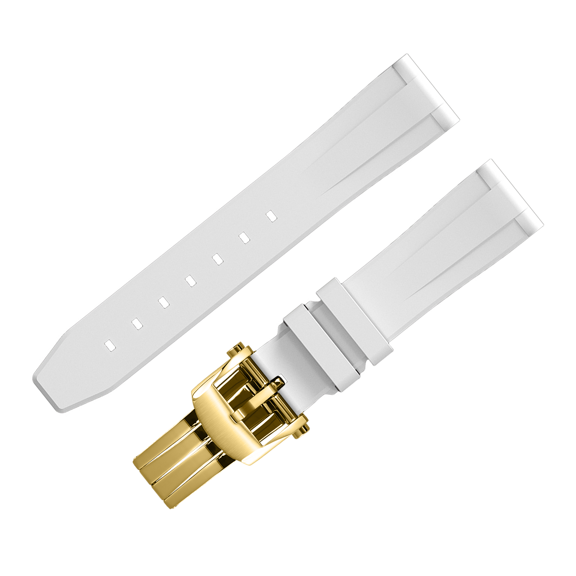 FLUORO WATCH STRAP (White Strap + Gold Buckle)
