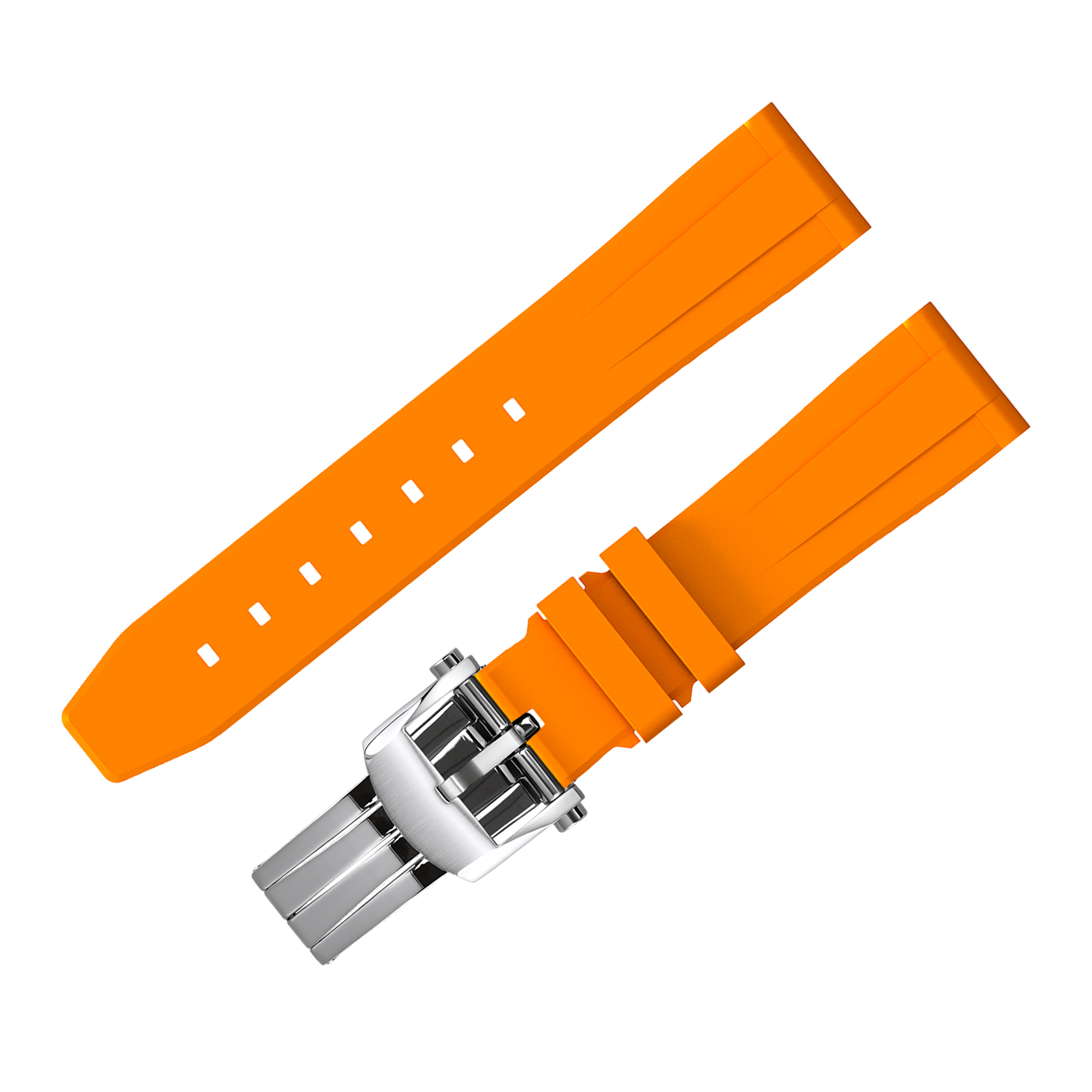 FLUORO WATCH STRAP (Orange Strap + Silver Buckle)