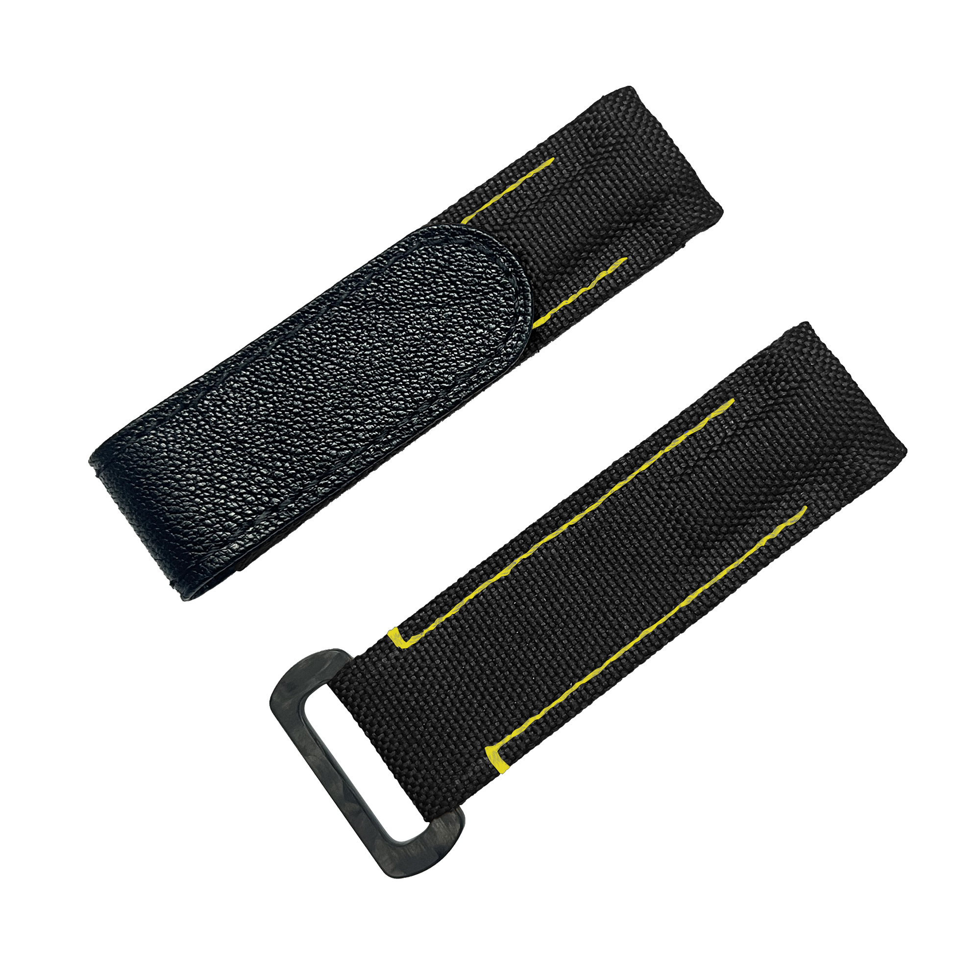 NYLON VELCRO WATCH STRAP (Black & Yellow Stitching)