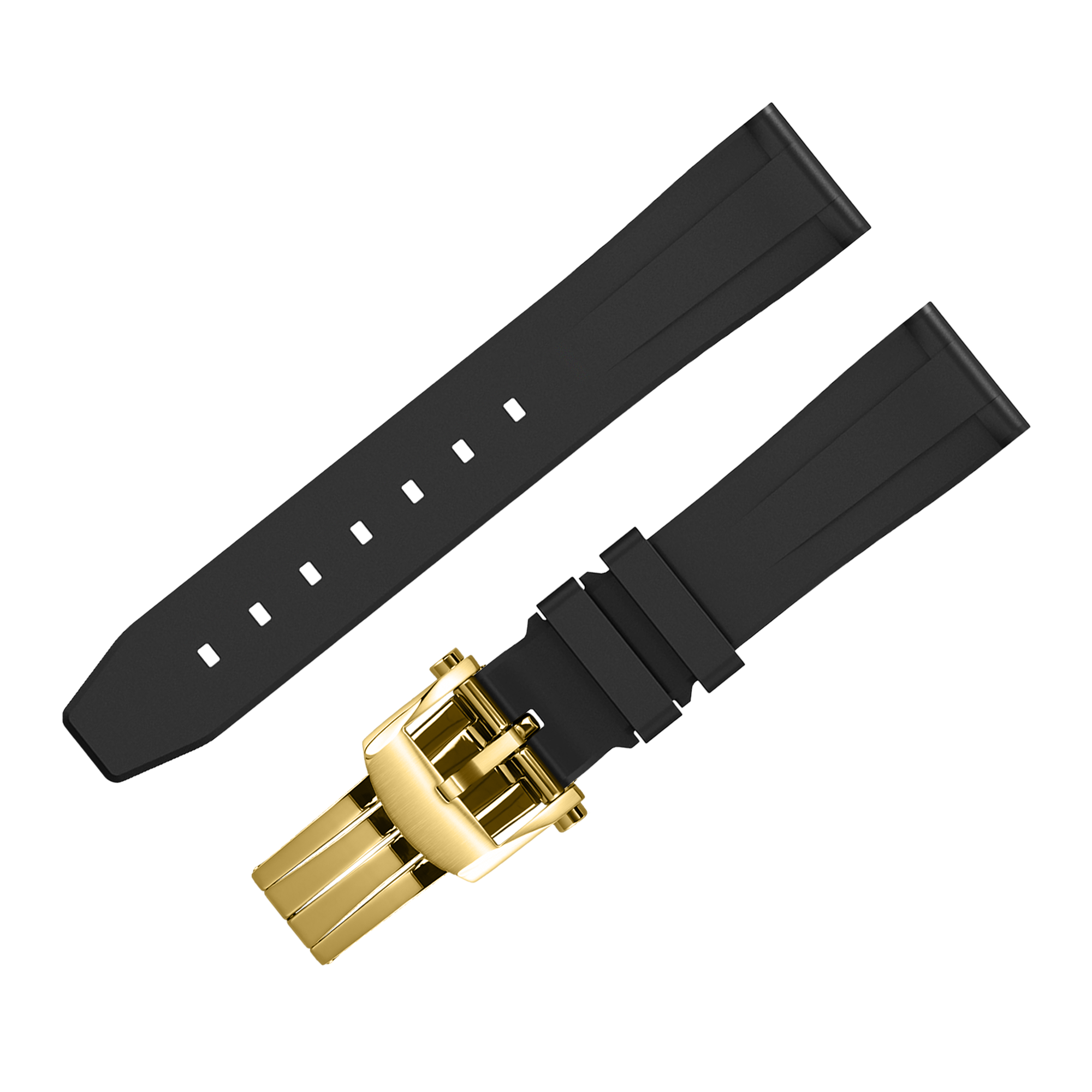 FLUORO WATCH STRAP (Black Strap + Gold Buckle)