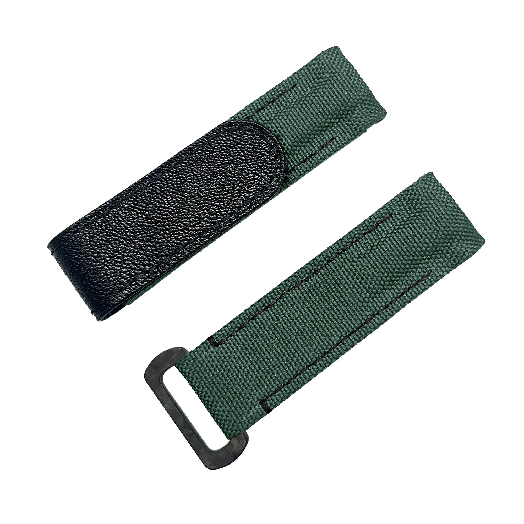 NYLON VELCRO WATCH STRAP (Green & Black Stitching)