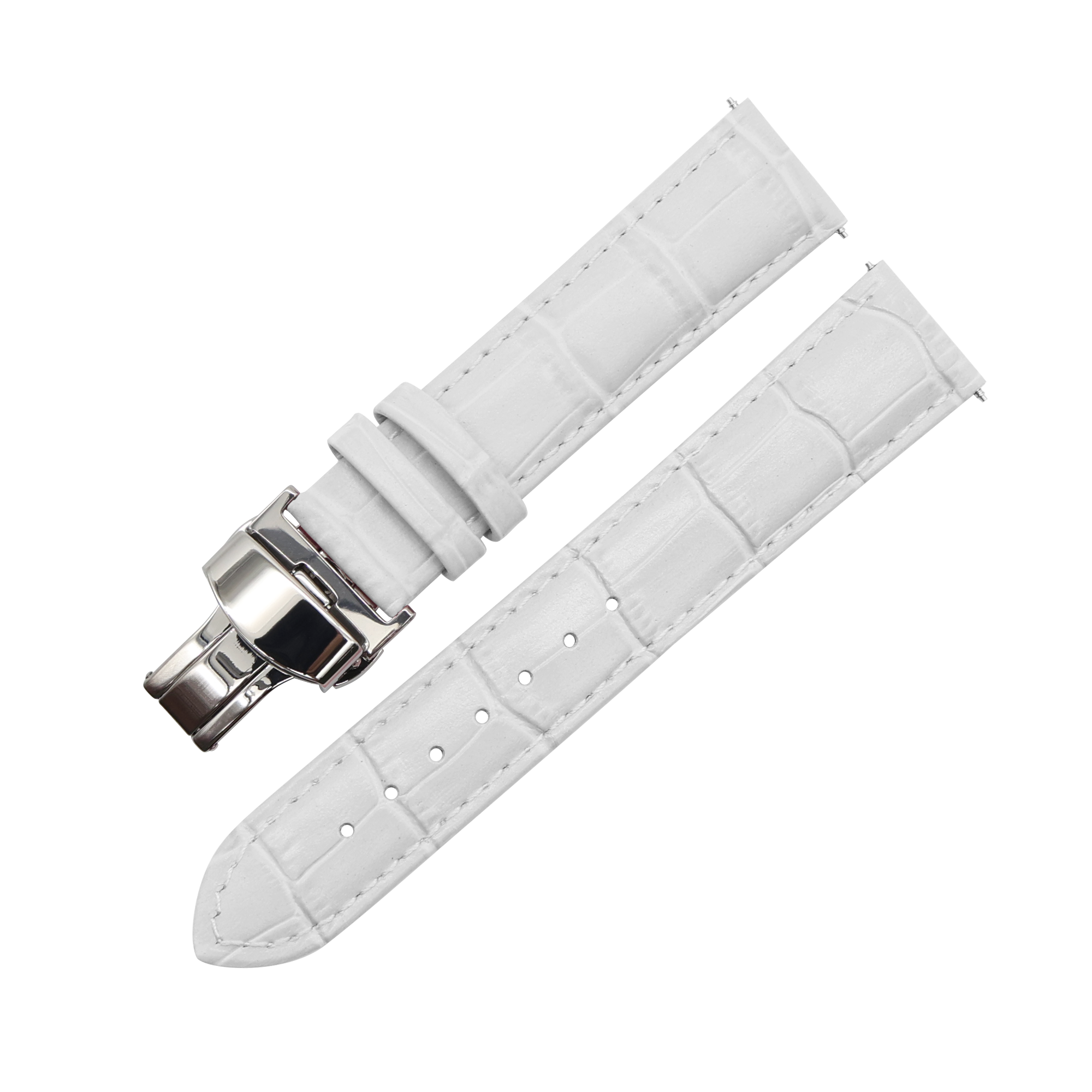 LEATHER WATCH STRAP (White Strap + Silver Buckle)