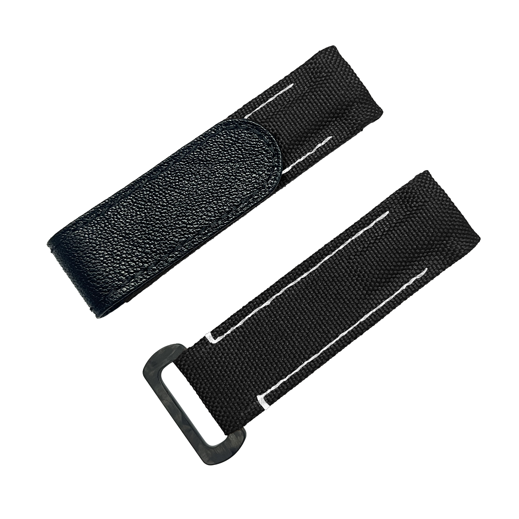 NYLON VELCRO WATCH STRAP (Black & White Stitching)