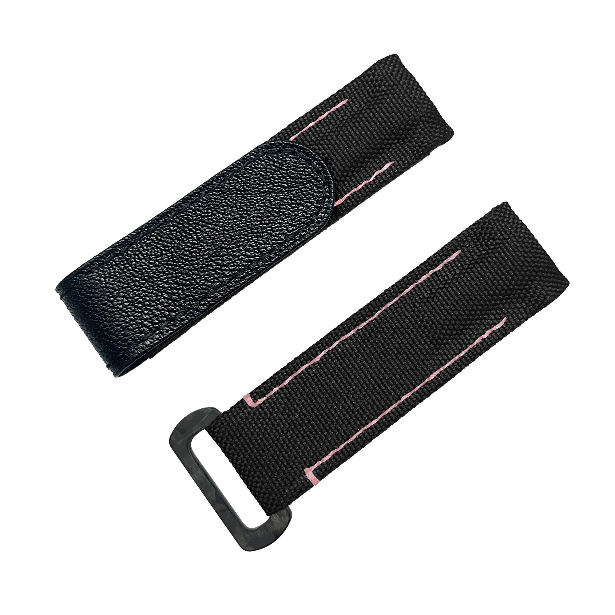 NYLON VELCRO WATCH STRAP (Black & Pink Stitching)