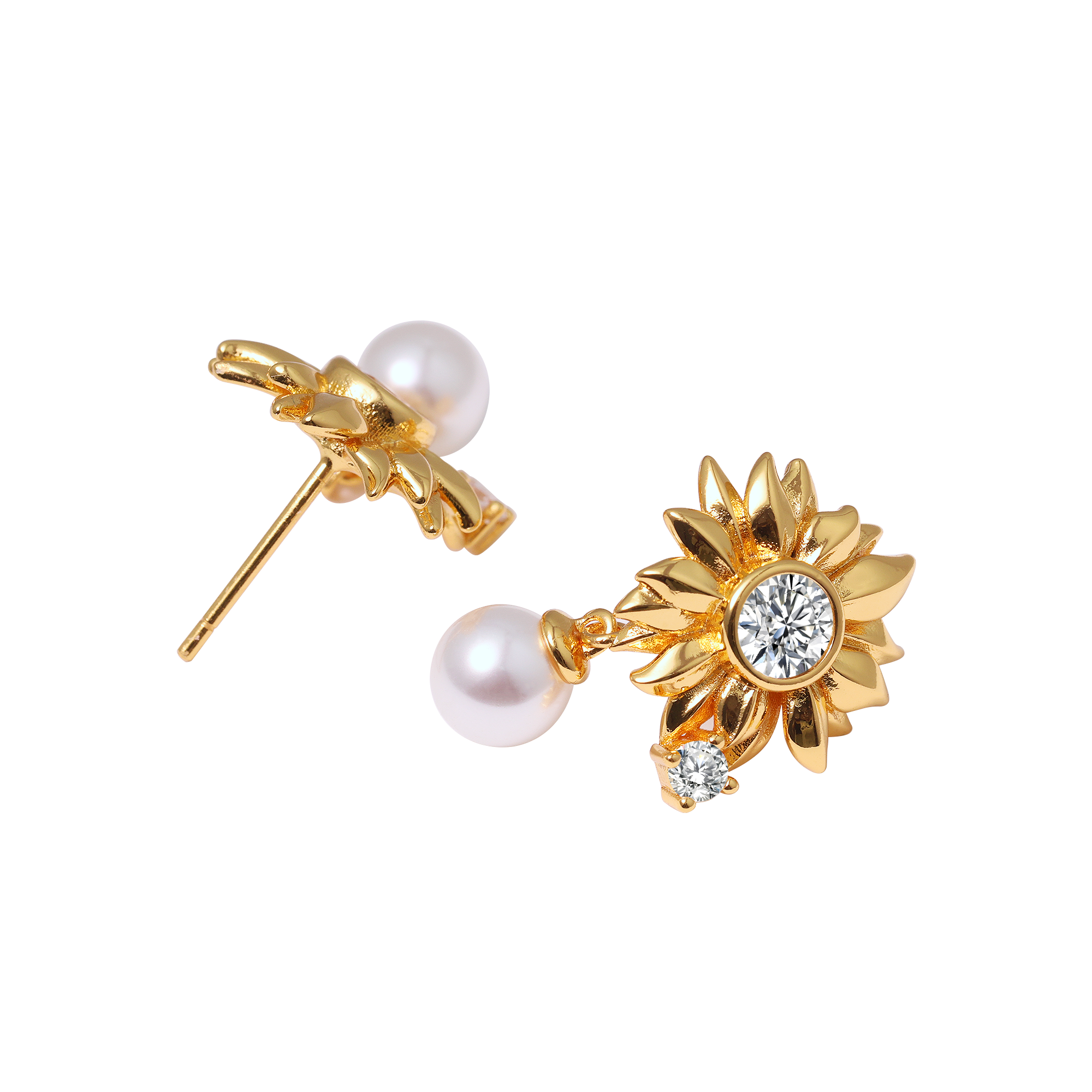 Radiant Daisy Pearl Earrings