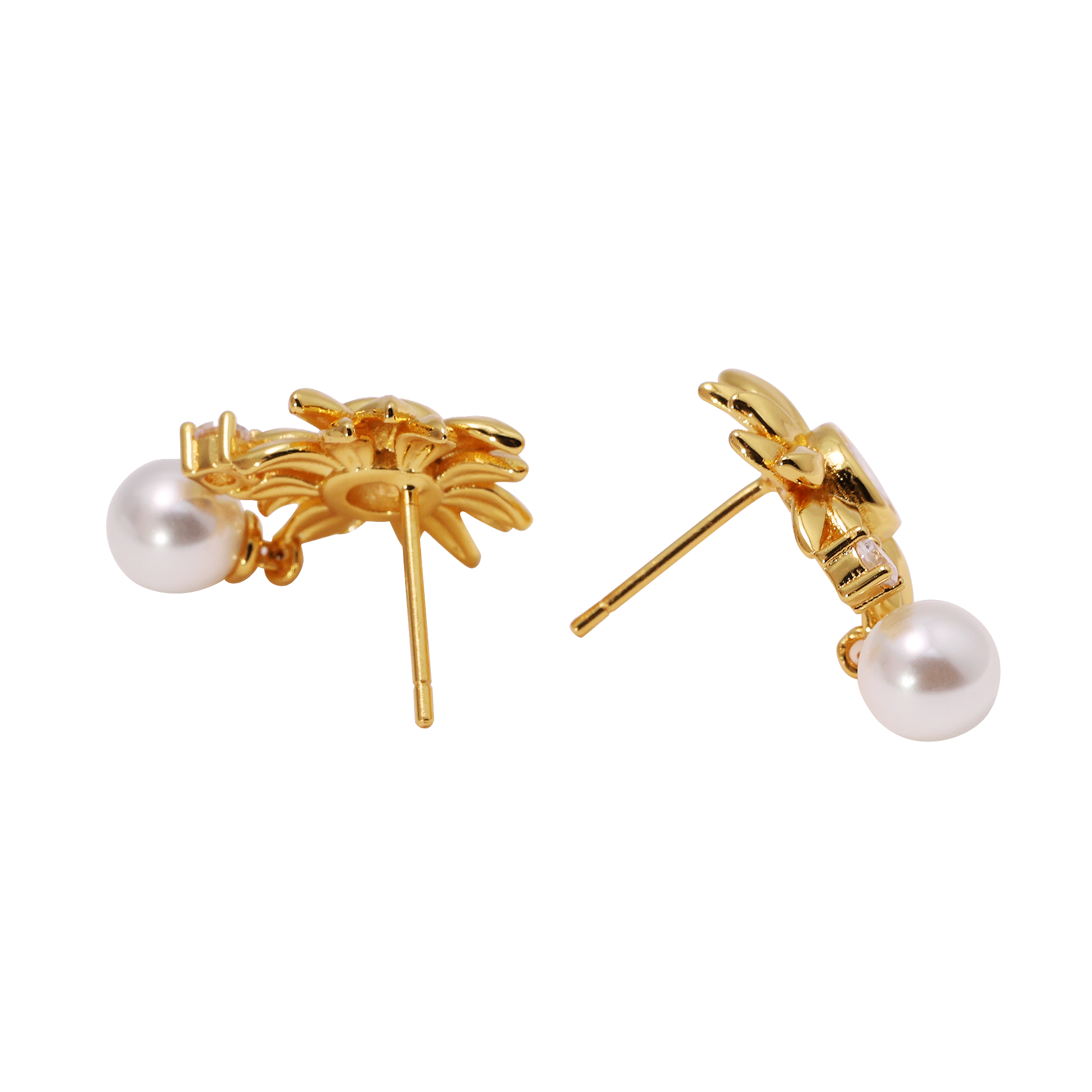 Radiant Daisy Pearl Earrings