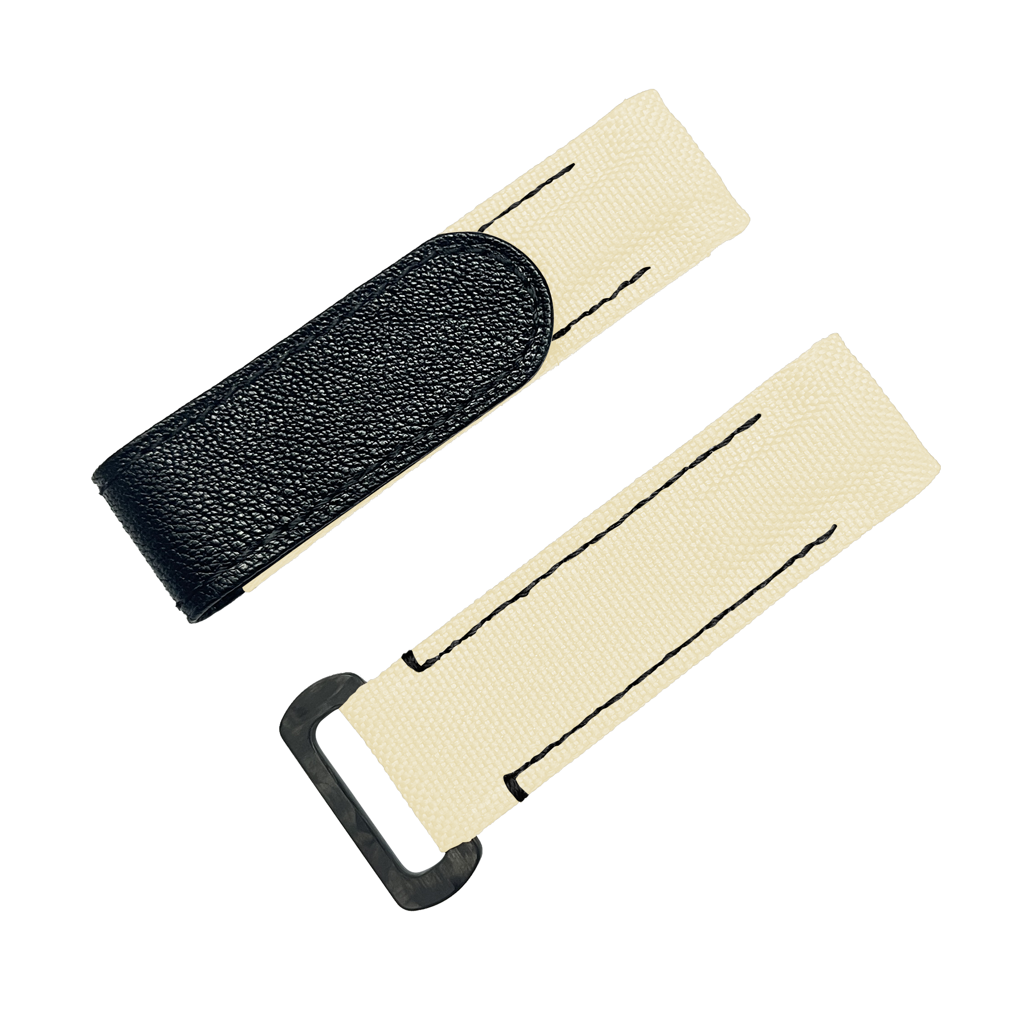 NYLON VELCRO WATCH STRAP (Khaki & Black Stitching)
