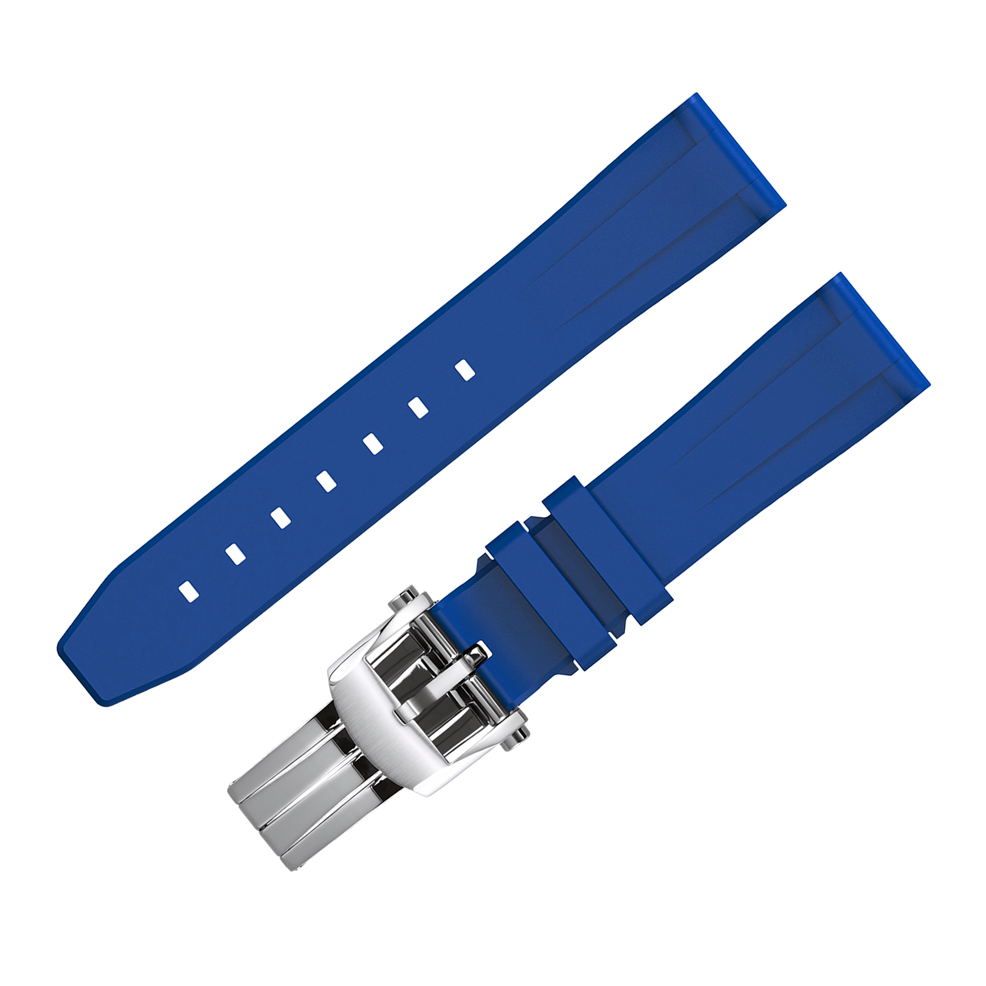 FLUORO WATCH STRAP (Blue Strap + Silver Buckle)
