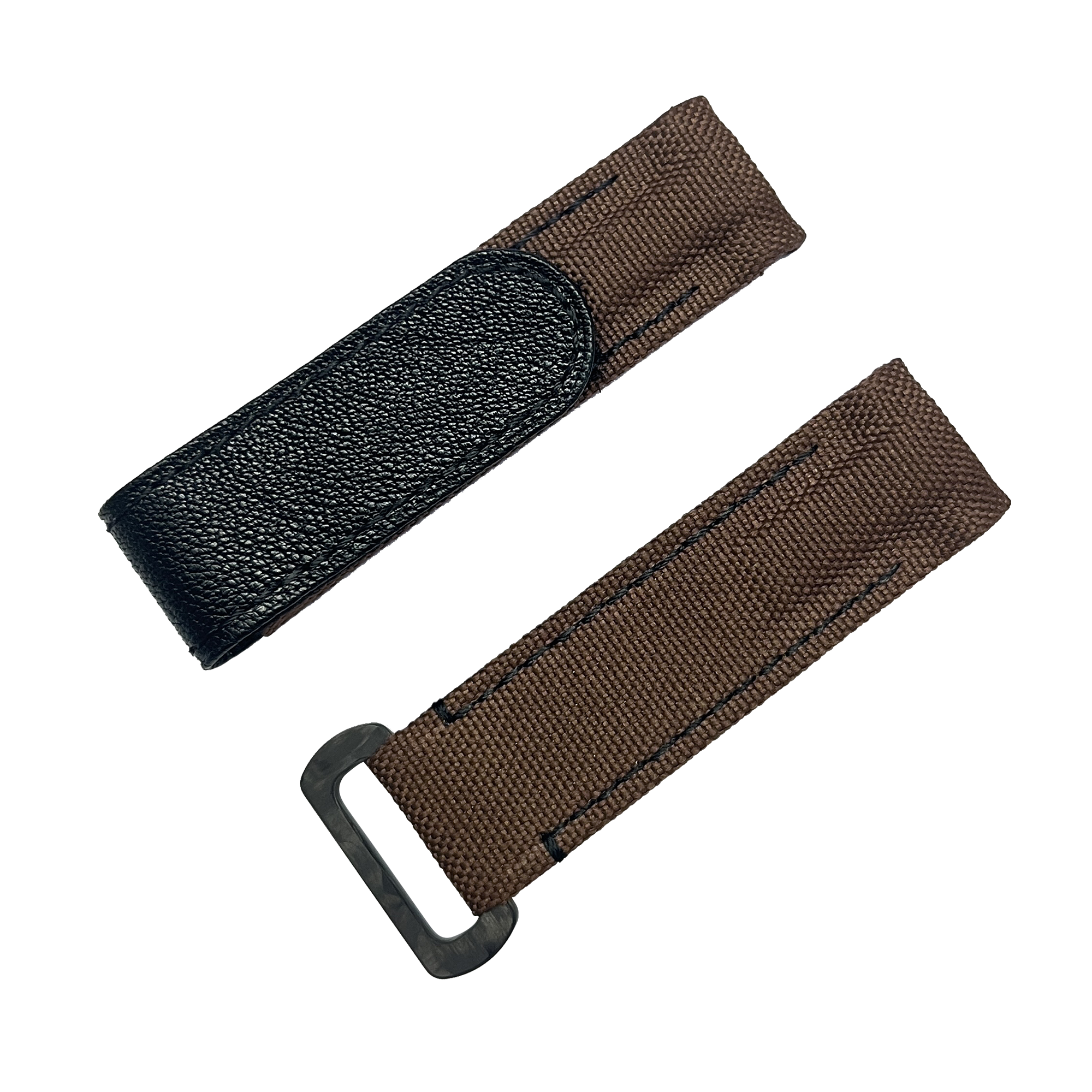NYLON VELCRO WATCH STRAP (Brown & Black Stitching)