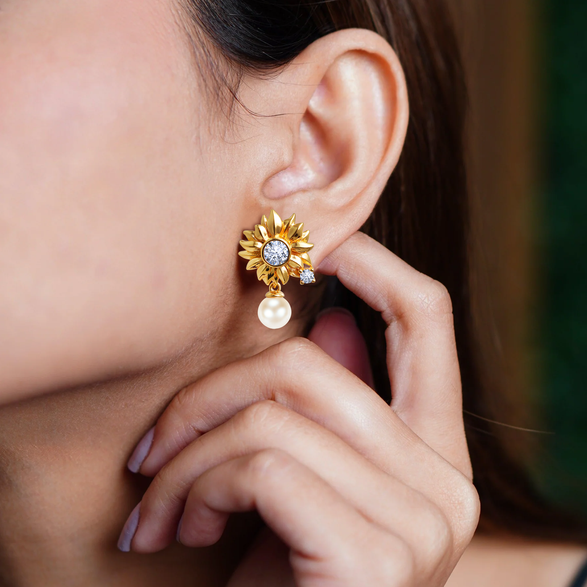 Radiant Daisy Pearl Earrings