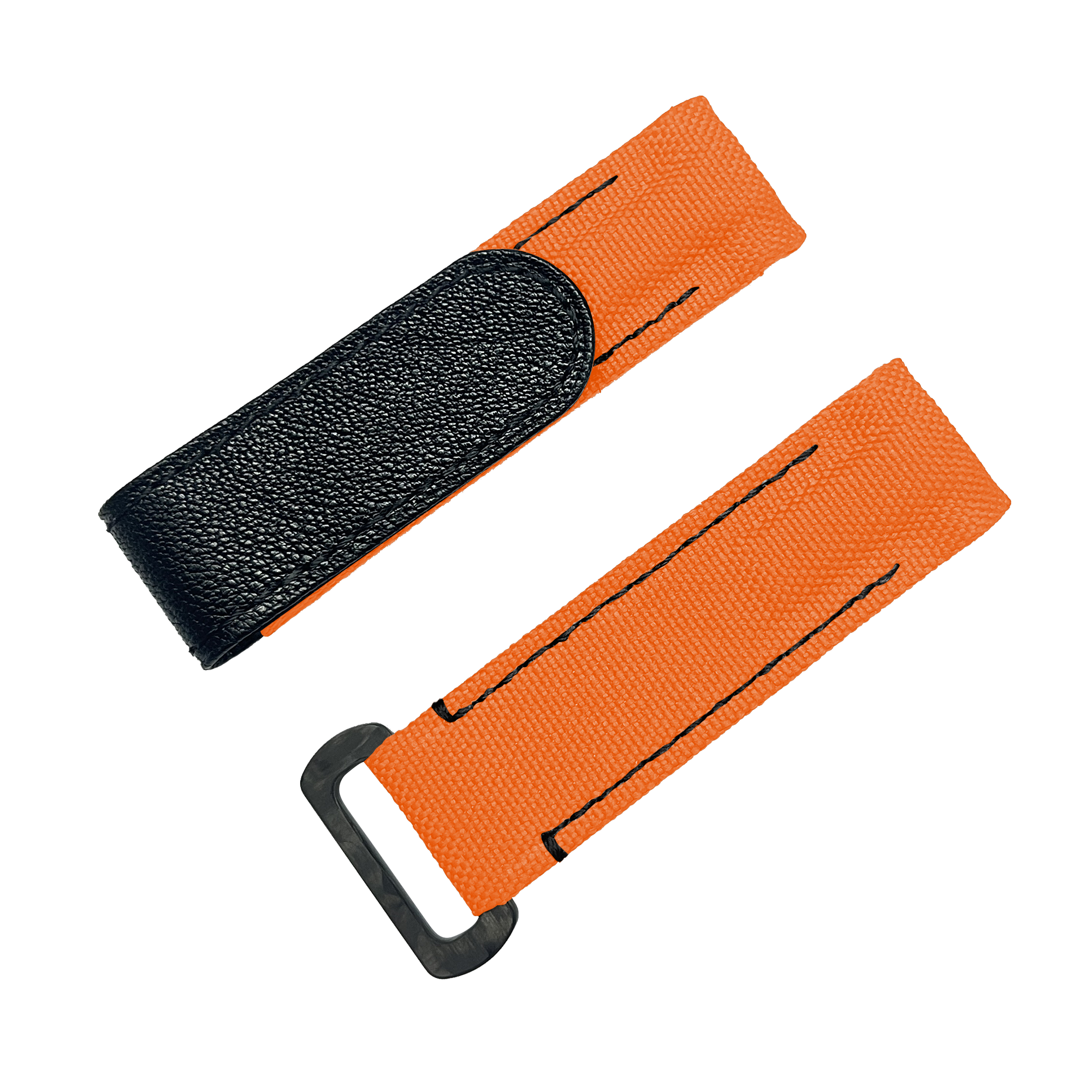 NYLON VELCRO WATCH STRAP (Orange & Black Stitching)