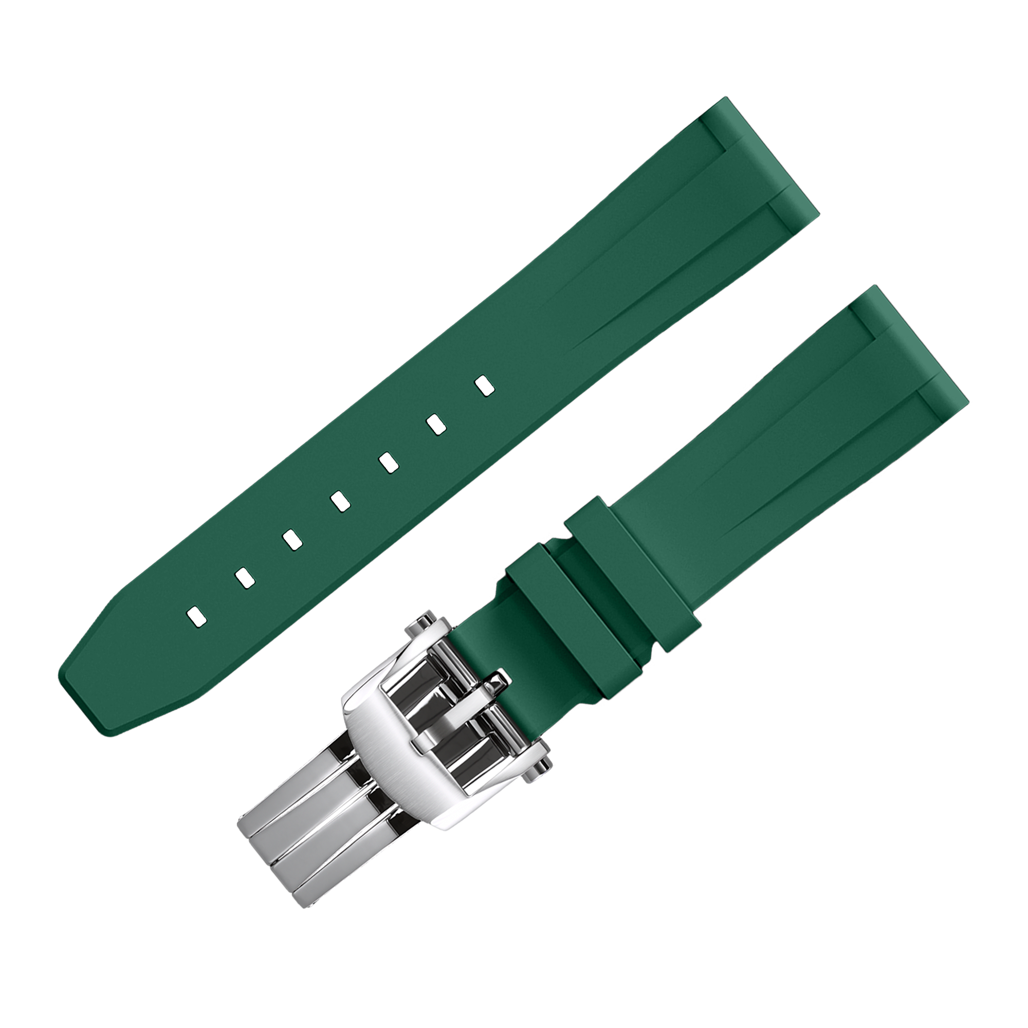 FLUORO WATCH STRAP (Green Strap + Silver Buckle)